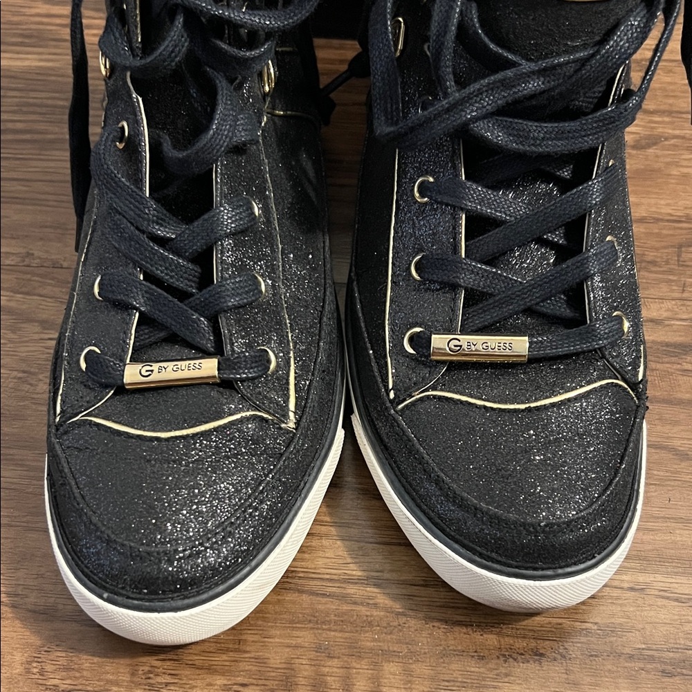 Guess Black and Gold High-Top Sneakers - Picture 3 of 7